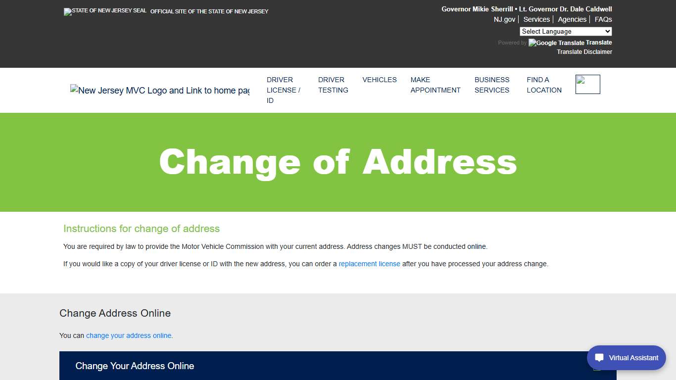 NJ MVC Change of Address